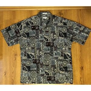 Hawaiian Shirt Pierre Cardin Button Up Tropical Pineapple Palm‎ Tree Large